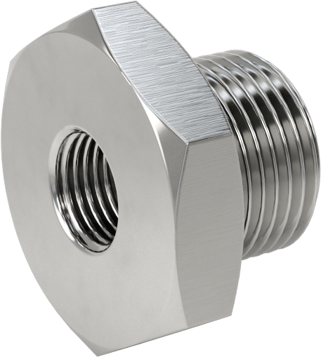 Orta Basınçlı 316 Paslanmaz Çelik Dişli Boru Bağlantı Parçası, Redüksiyon Adaptörü, 1/8 NPT Dişi x 3/8 BSPP Erkek