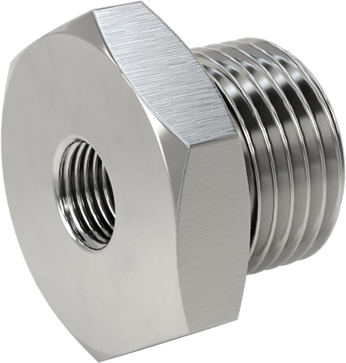 Orta Basınçlı 316 Paslanmaz Çelik Dişli Boru Bağlantı Parçası, Redüksiyon Adaptörü, 1/8 NPT Dişi x 1/2 BSPP Erkek