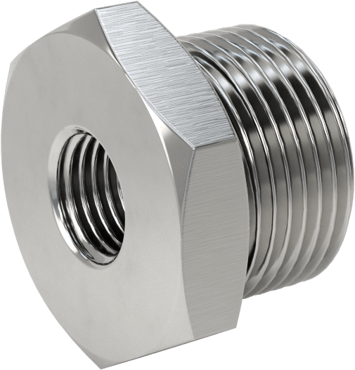 Orta Basınçlı 316 Paslanmaz Çelik Dişli Boru Bağlantı Parçası, Redüksiyon Adaptörü, 1/4 NPT Dişi x 3/4 BSPP Erkek