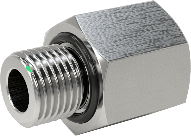 Orta Basınçlı 316 Paslanmaz Çelik Dişli Boru Bağlantı Parçası, Redüksiyon Adaptörü, 3/8 NPT Dişi x 1/4 BSPP Erkek