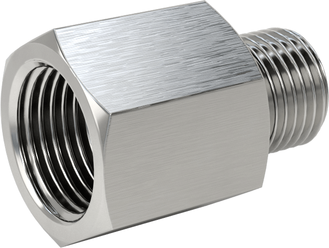 Orta Basınçlı 316 Paslanmaz Çelik Dişli Boru Bağlantı Parçası, Redüksiyon Adaptörü, 3/8 NPT Dişi x 1/4 BSPP Erkek
