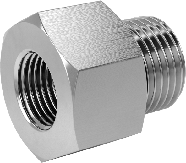 Orta Basınçlı 316 Paslanmaz Çelik Dişli Boru Bağlantı Parçası, Redüksiyon Adaptörü, 3/8 NPT Dişi x 1/2 BSPP Erkek