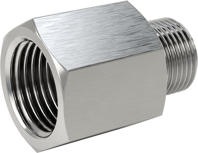Orta Basınçlı 316 Paslanmaz Çelik Dişli Boru Bağlantı Parçası, Redüksiyon Adaptörü, 1/2 NPT Dişi x 3/8 BSPP Erkek