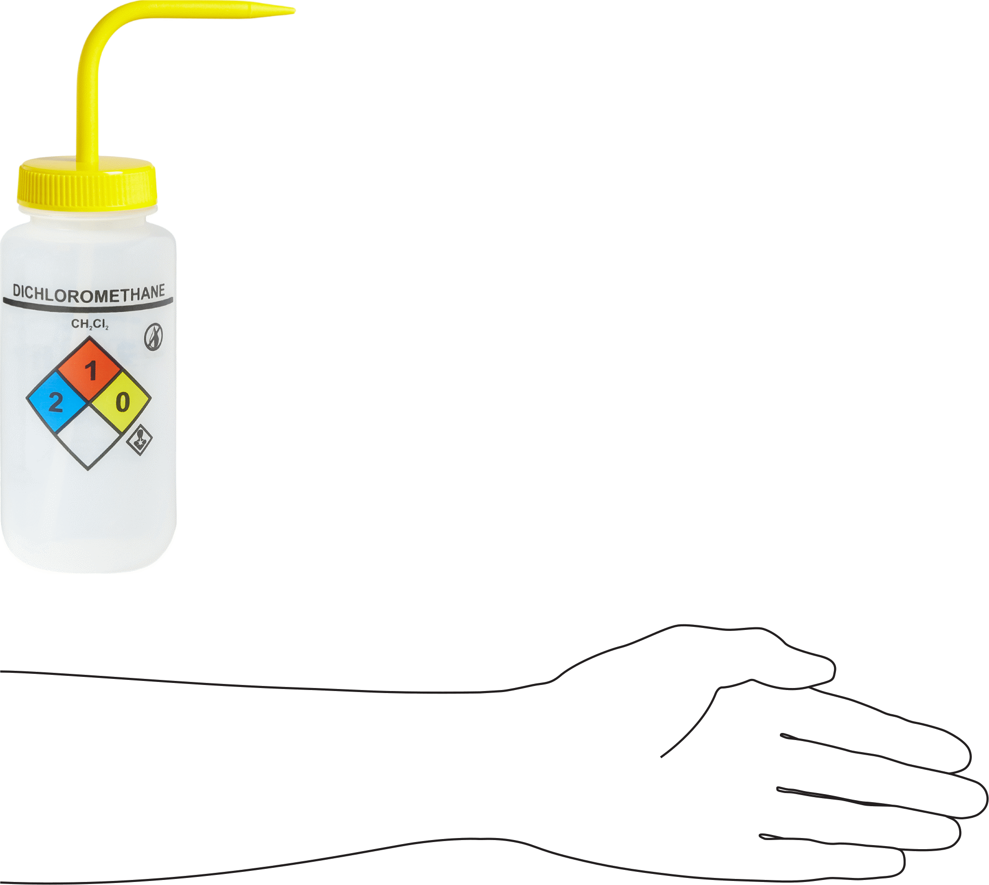 Açılı Nozullu Sıkma Şişesi, NFPA Elmas, (Diklormetan), 16 FL. oz Kapasite