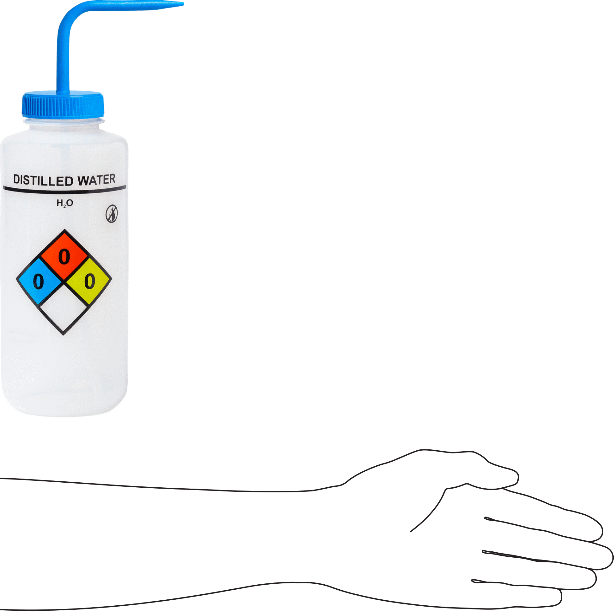Açılı Nozullu Sıkma Şişesi, NFPA Elmas, (Damıtılmış Su), 32 FL. oz Kapasite