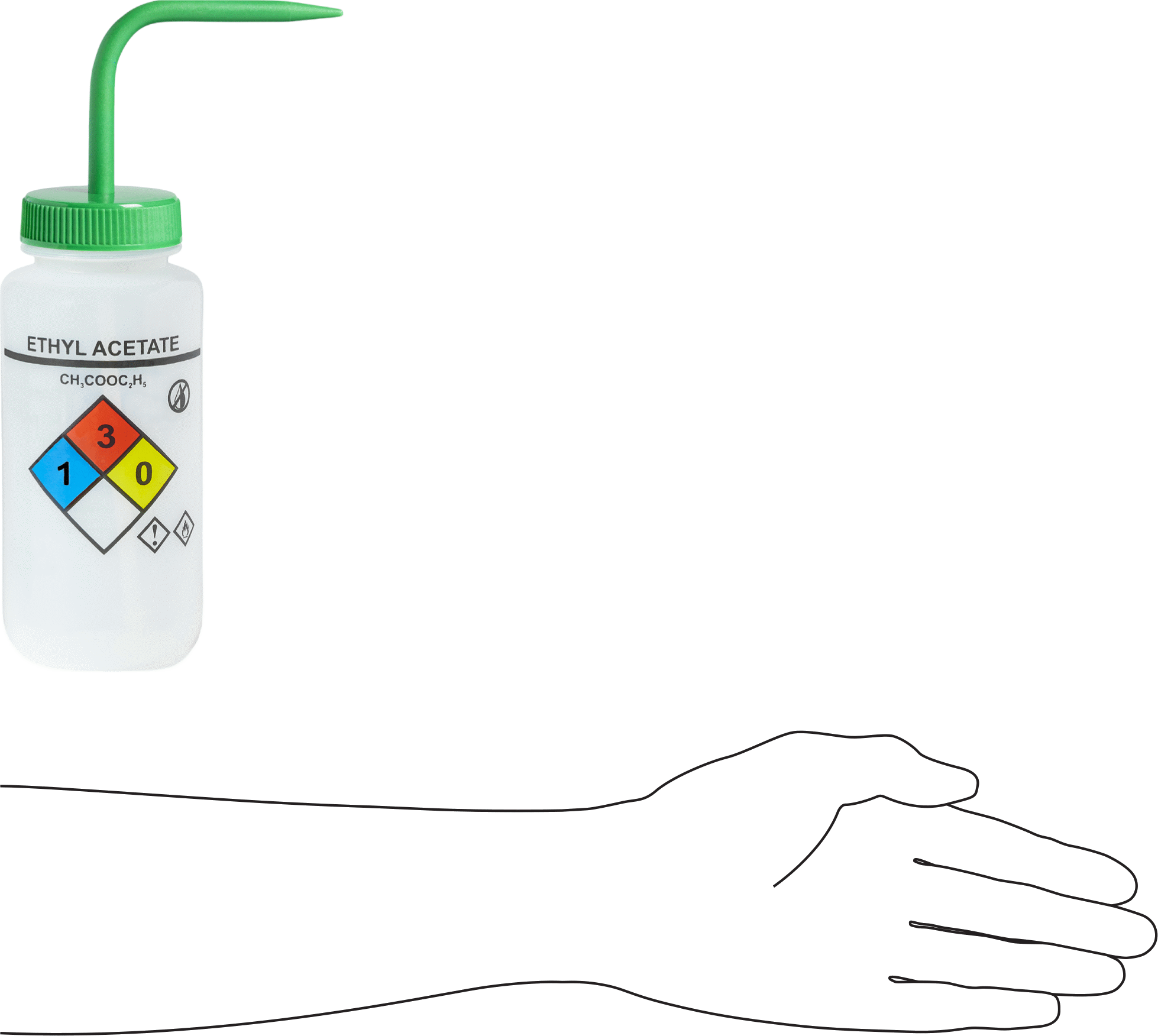 Açılı Nozullu Sıkma Şişesi, NFPA Diamond, (Etil Asetat), 16 FL. oz Kapasite