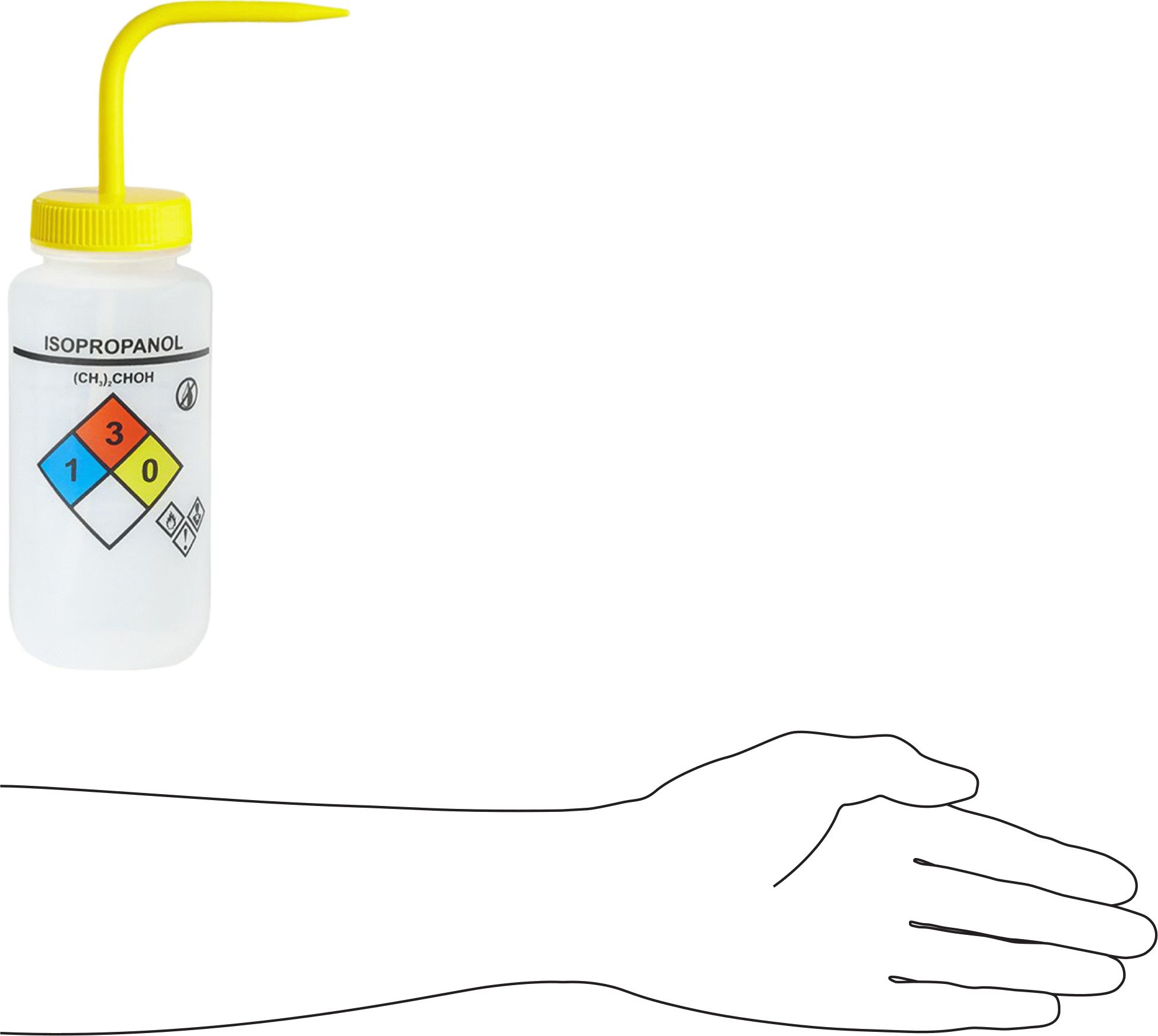 Açılı Nozullu Sıkma Şişesi, NFPA Diamond, (İzopropanol), 16 FL. oz Kapasite