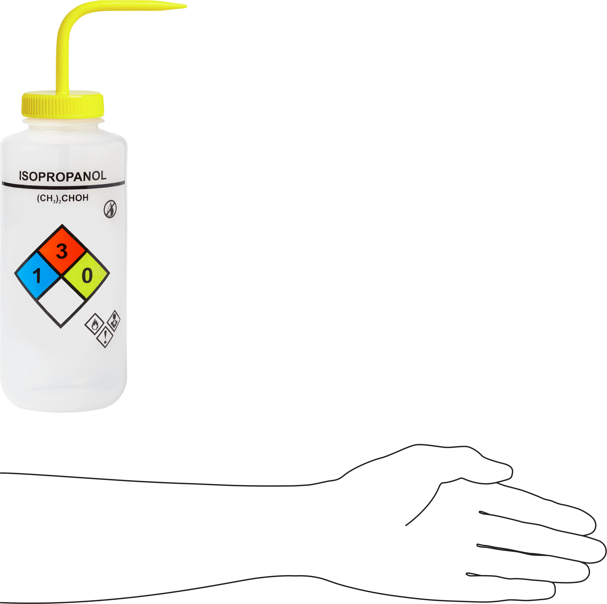 Açılı Nozullu Sıkma Şişesi, NFPA Diamond, (İzopropanol), 32 FL. oz Kapasite