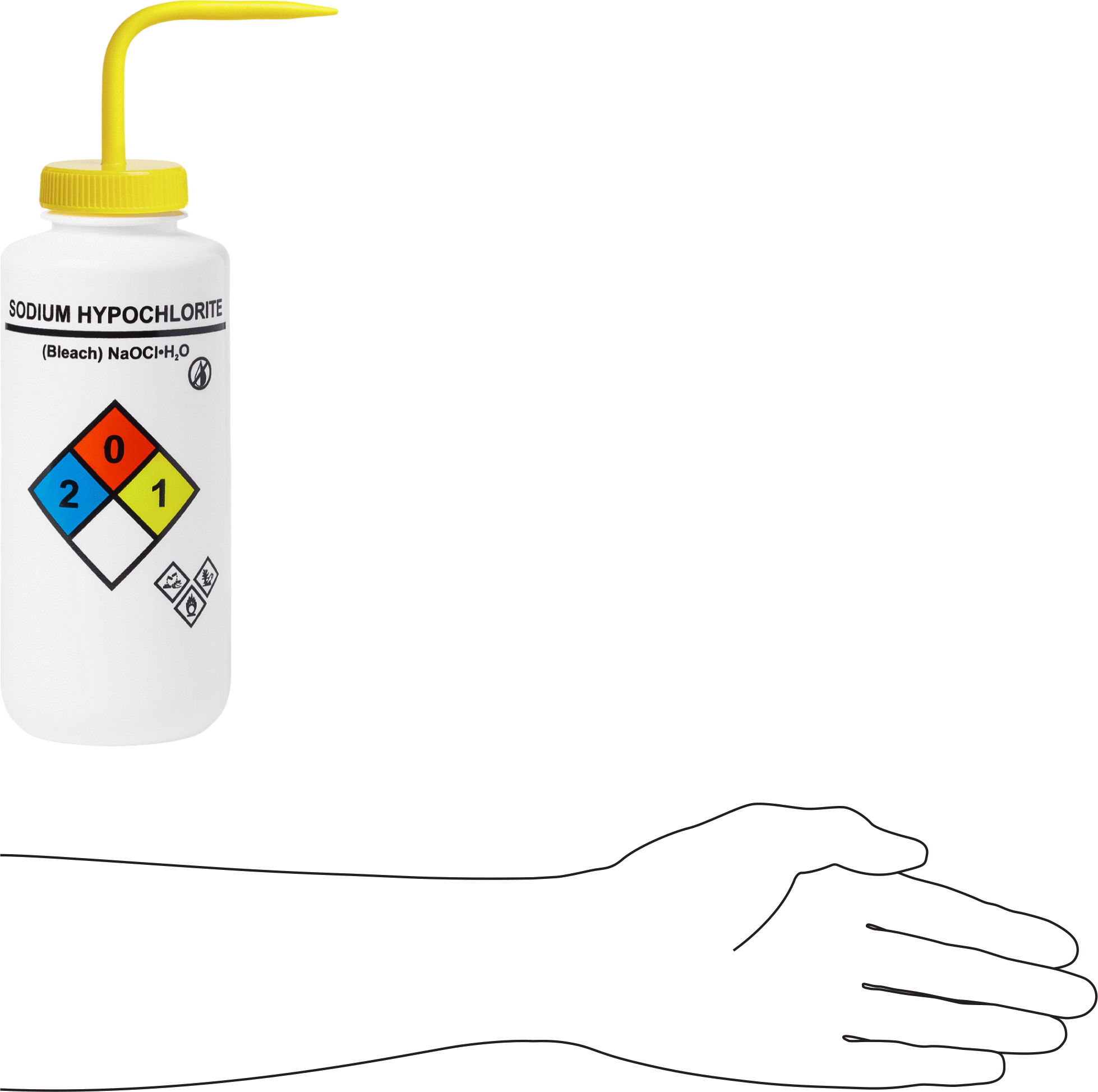 Açılı Nozullu Sıkma Şişesi, NFPA Diamond, (Sodyum ...), 32 FL. oz Kapasite