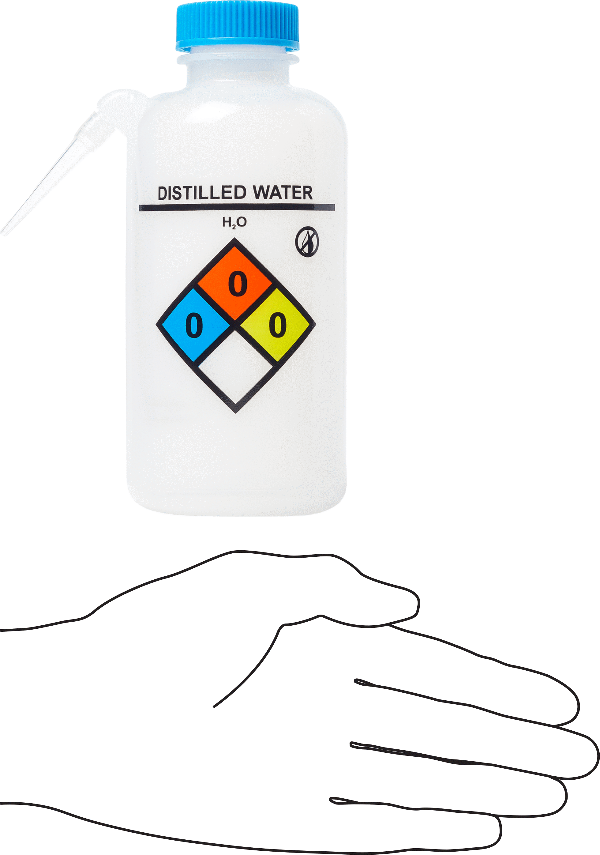Açılı Nozullu Sıkma Şişesi, NFPA, Dolum Kapağı, (Damıtılmış Su), 16 FL oz, 6,5" Yükseklik