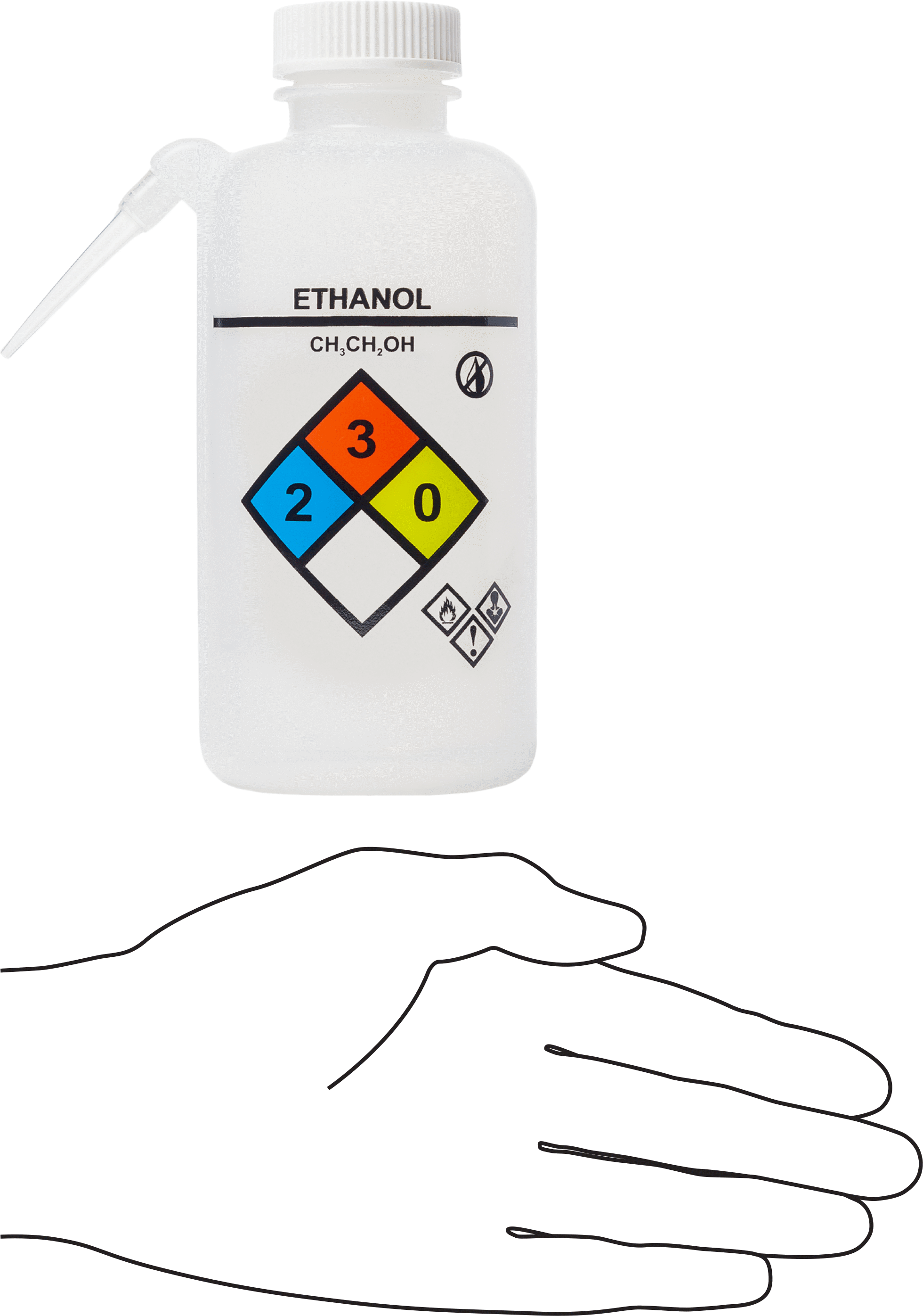 Açılı Nozullu Sıkma Şişesi, NFPA, Dolum Kapağı, (Etanol), 16 FL. oz Kapasite, 6-1/2" Yüksekliğinde