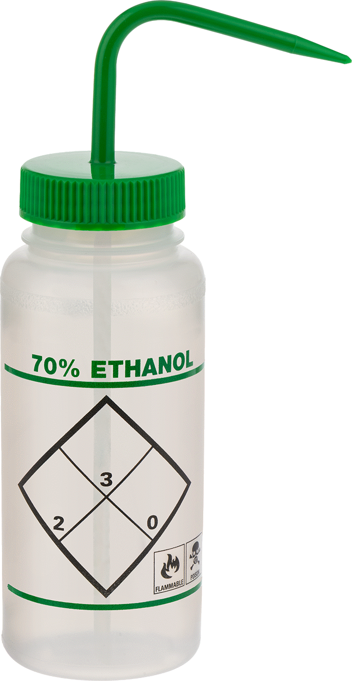 Açılı Nozullu Sıkma Şişesi, %70 Etanol Mesajı, 16 FL. oz Kapasite
