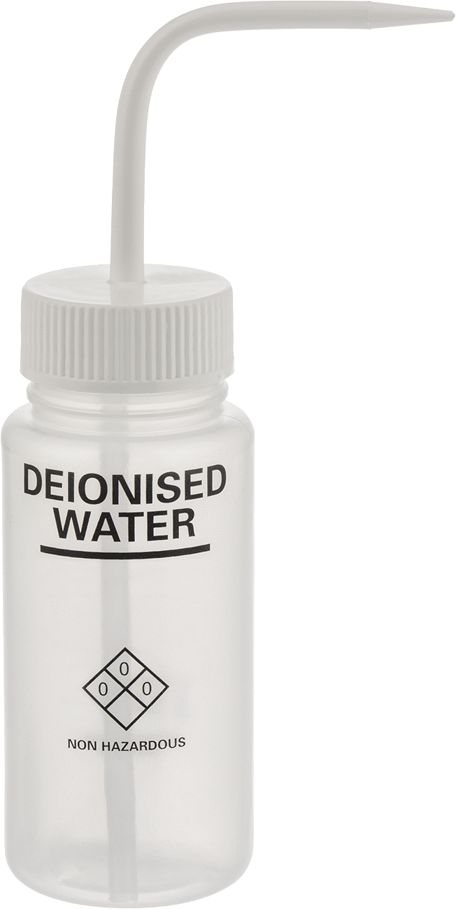 Açılı Nozullu Sıkma Şişesi, Deiyonize Su Mesajı, 8 FL. oz Kapasite