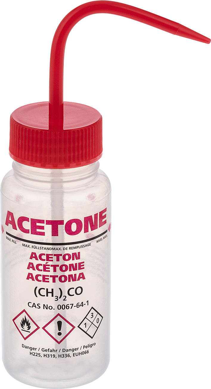 Açılı Nozullu Sıkma Şişesi, Çok Dilli, Aseton Mesajı, 8 FL. oz Kapasite