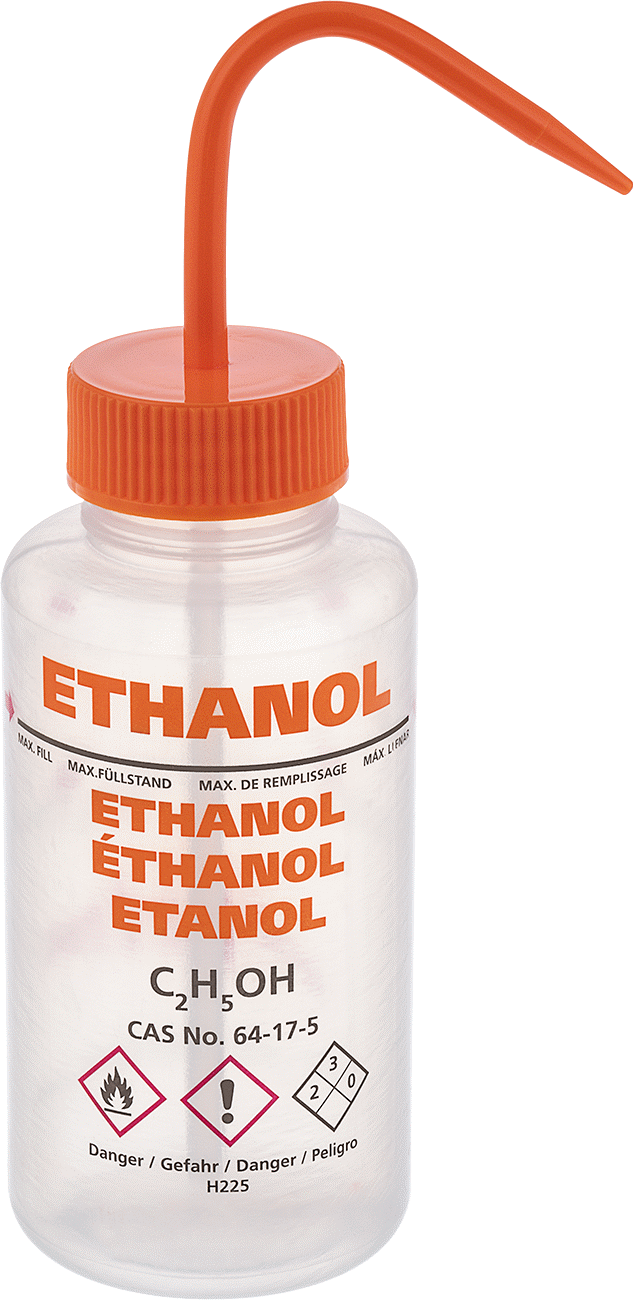 Açılı Nozullu Sıkma Şişesi, Çok Dilli, Etanol Mesajı, 16 FL. oz Kapasite