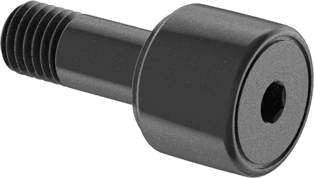 Vidalı Siyah Oksit Çelik Ray Makarası, Taçlı, Conta ile, 1/2" Makara Çapı, 3/8" Silindir Genişliği, 1/4" Saplama Çapı
