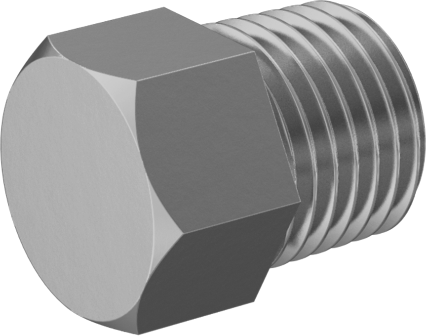 İçme Suyu için Dişli Pirinç Boru Bağlantı Parçası, Yüksek Basınç, Masif Tapa Dış Altıgen, 1/4 NPTF Erkek