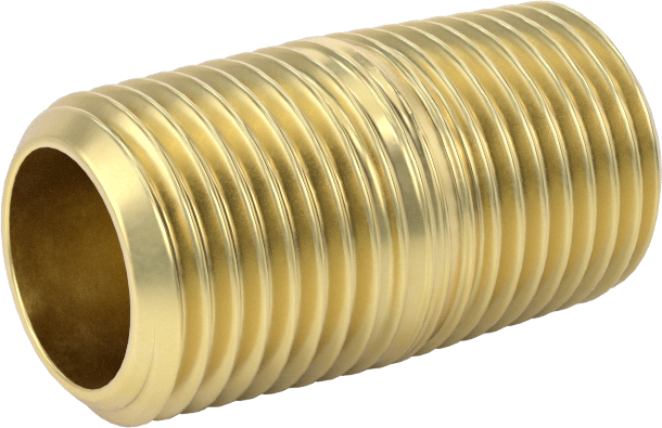 İçme Suyu için Pirinç Dişli Boru Nipeli, Yüksek Basınç, Tam Dişli, 1/8 NPT, 3/4" Uzunluk