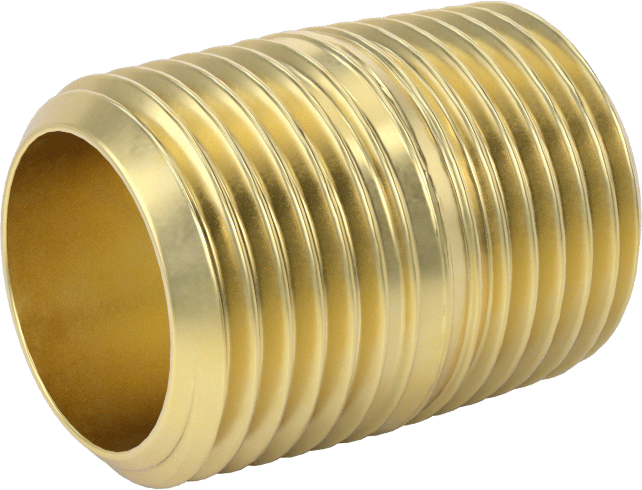 İçme Suyu için Pirinç Dişli Boru Nipeli, Yüksek Basınç, Tam Dişli, 1/2 NPT, 1-1/8" Uzunluk