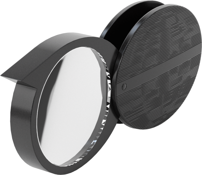 Kaydırmalı Büyüteç, Oval Kutu ile, 1 Cam Lens