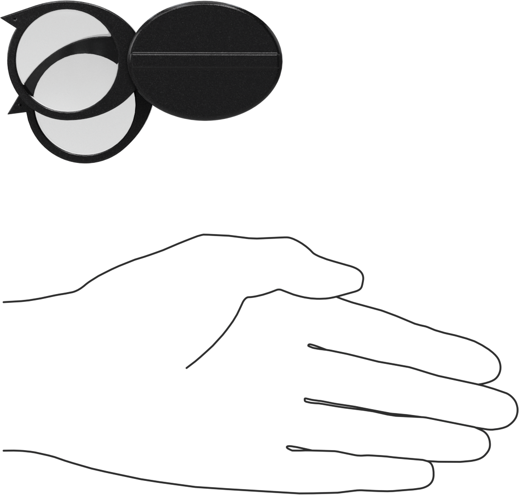 Kaydırmalı Büyüteç, Oval Kutu ile, 2 Akrilik Plastik Lens