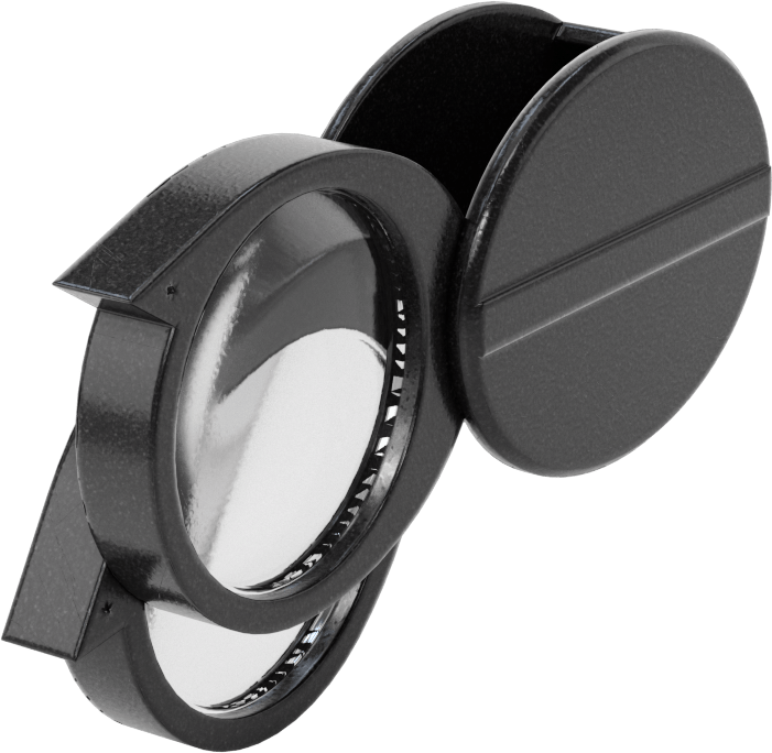 Kaydırmalı Büyüteç, Oval Kutu ile, 2 Akrilik Plastik Lens