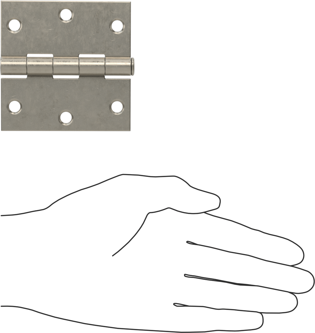 Delikli Gömme Montaj Menteşesi, Çıkarılabilir Pim, Kare, Çinko Kaplı Çelik, 3“ x 1,5” Kapı Kanadı