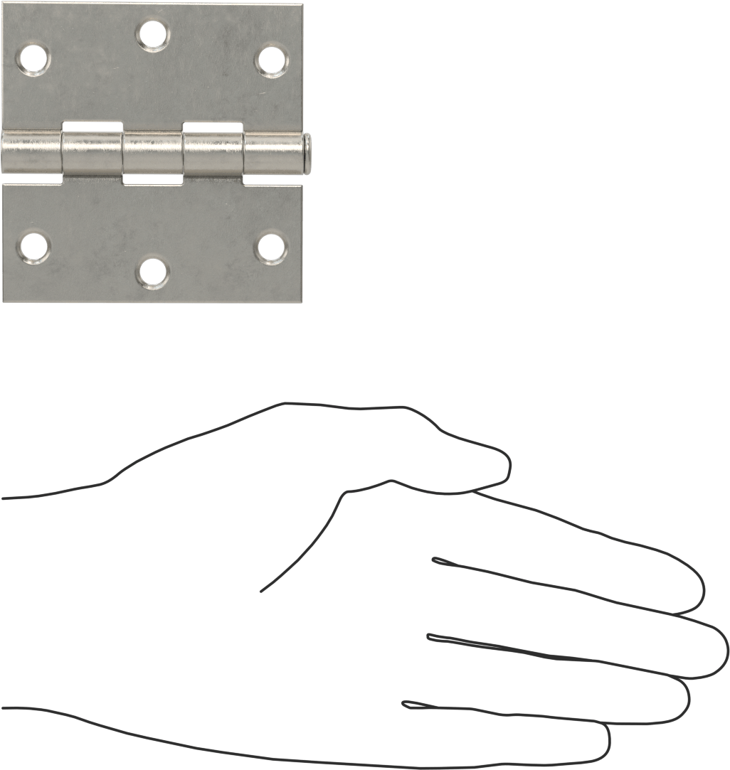 Delikli Gömme Montaj Menteşesi, Çıkarılabilir Pim, Kare Köşe, 304 Paslanmaz Çelik, 3“ x 1-1/2” Kapı Kanadı