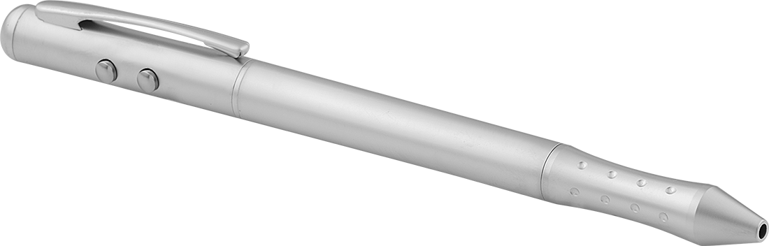 Pointer with Ball Point Pen, Stylus, and LED Flashlight