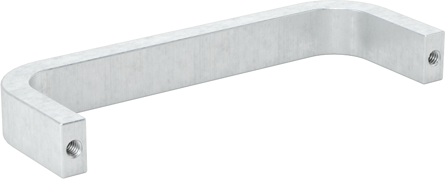 Dişli Delikli Montajlı Dikdörtgen Çekme Kolu, Mat Alüminyum, 4" Merkezden Merkeze Genişlik, 1-1/2" Çıkıntı