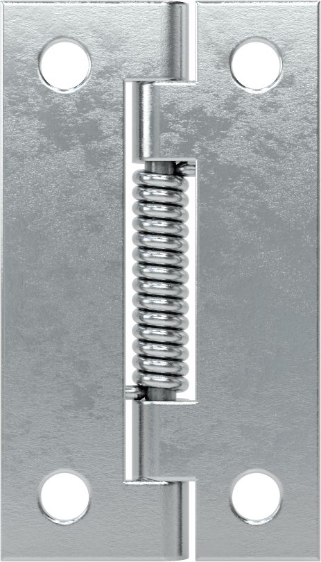 Yaylı Menteşe, Delikli, Kendinden Kapanan, Çinko Kaplamalı, 2-3/16“ x 5/8” Yaprak