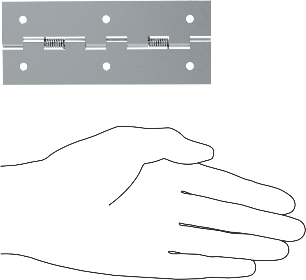 Yaylı Menteşe, Delikli, Kendinden Kapanan, Çinko Kaplı Çelik, 5“ x 1” Kapı Kanadı