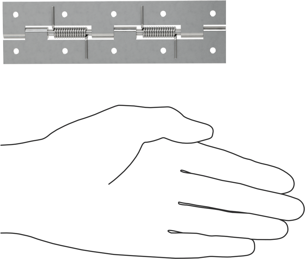 Yaylı Menteşe, Delikli, Kendinden Açılan, 304 Paslanmaz Çelik, 5-3/8“ x 3/4” Kapı Kanadı