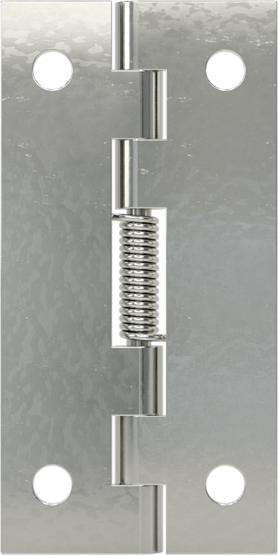 Yaylı Menteşe, Delikli, Kendinden Kapanan, Çinko Kaplı Çelik, 2“ x 1/2” Kanatlar