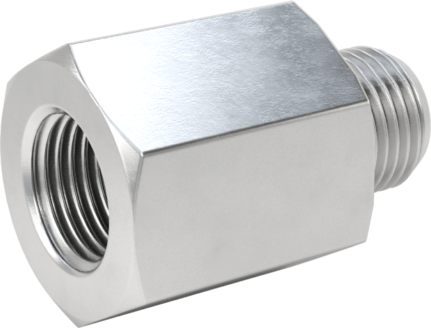 Orta Basınçlı Alüminyum Dişli Boru Bağlantı Elemanı, Düz Adaptör, 1/8 NPT Dişi x 1/8 BSPP Erkek