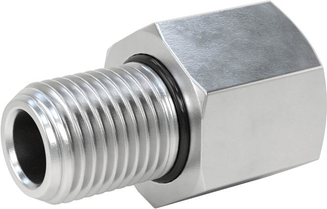 Orta Basınçlı Alüminyum Dişli Boru Bağlantı Elemanı, Düz Adaptör, 1/4 NPT Dişi x 1/4 BSPP Erkek
