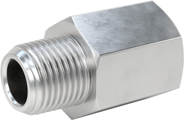 Orta Basınçlı Alüminyum Dişli Boru Bağlantı Elemanı, Düz Adaptör, 1/8 BSPP Dişi x 1/8 NPT Erkek