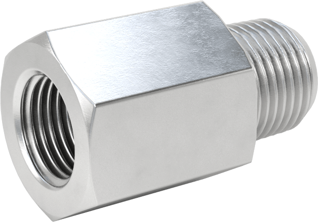Orta Basınçlı Alüminyum Dişli Boru Bağlantı Elemanı, Düz Adaptör, 1/8 BSPP Dişi x 1/8 NPT Erkek