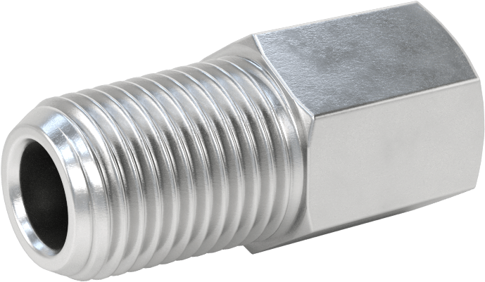 Orta Basınçlı Alüminyum Dişli Boru Bağlantı Elemanı, Düz Adaptör, 1/4 BSPP Dişi x 1/4 NPT Erkek