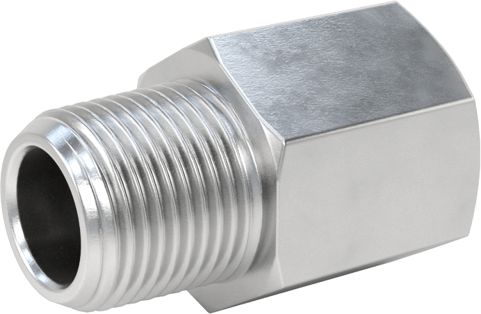 Orta Basınçlı Alüminyum Dişli Boru Bağlantı Elemanı, Düz Adaptör, 3/8 BSPP Dişi x 3/8 NPT Erkek