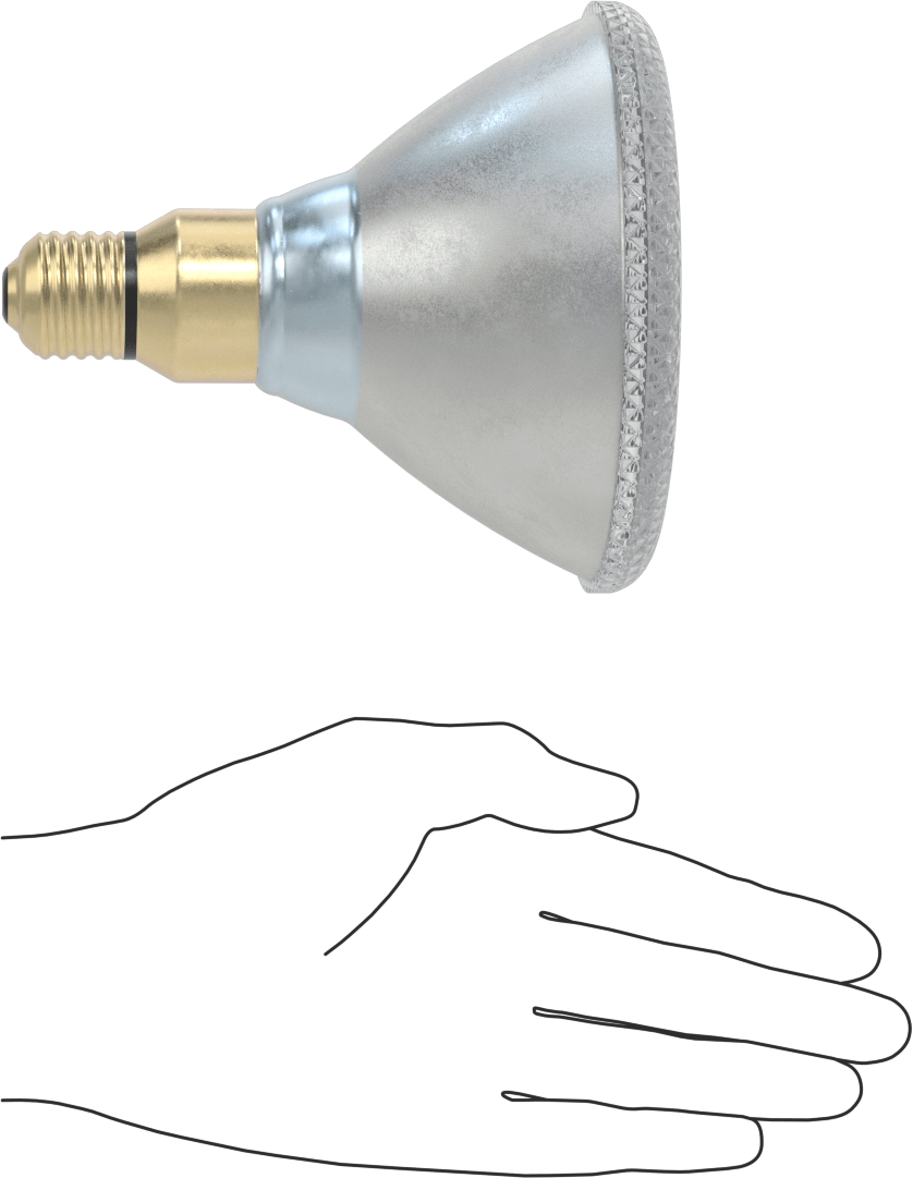 Kırılmaya Dayanıklı Isı Lambası Ampulü, Şeffaf Plastik Kaplı Cam, PAR38, 175W