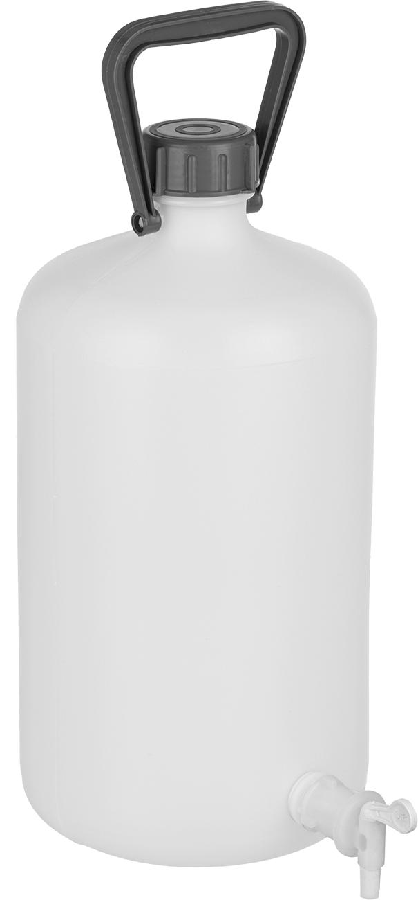 Musluklu HDPE Damacana, 2,5 Galon Kapasite, 8-1/4“ Çap x 16-3/4” Yükseklik