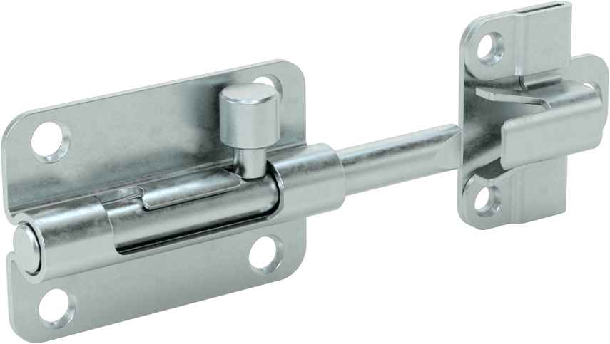 Kendinden Hizalamalı Kayar Cıvata Mandalı, Gümüş Çinko Kaplamalı Çelik, 1-1/2“ Yükseklik x 2-3/16” Genişlik