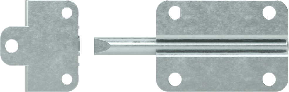 Kendinden Hizalamalı Kayar Cıvata Mandalı, Gümüş Çinko Kaplamalı Çelik, 1-1/2“ Yükseklik x 2-3/16” Genişlik