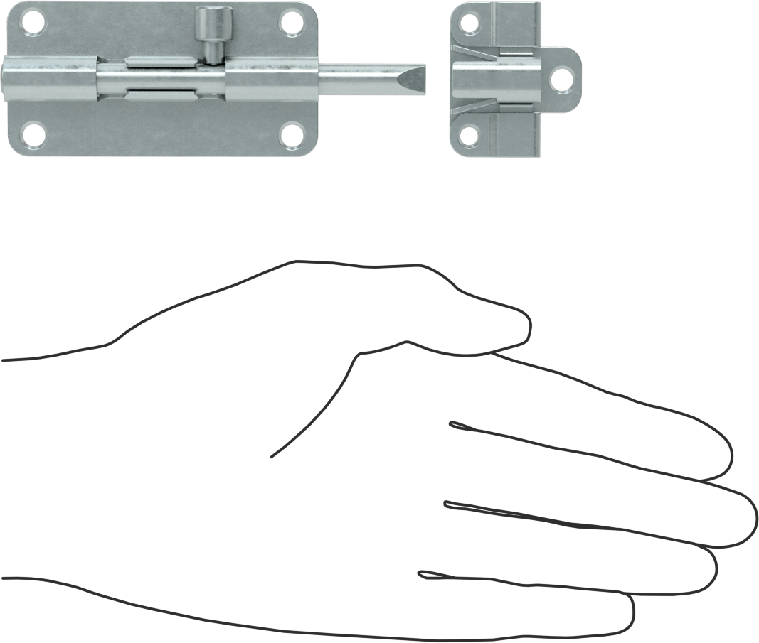 Kendinden Hizalamalı Kayar Cıvata Mandalı, Gümüş Çinko Kaplamalı Çelik, 1-1/2“ Yükseklik x 3” Genişlik