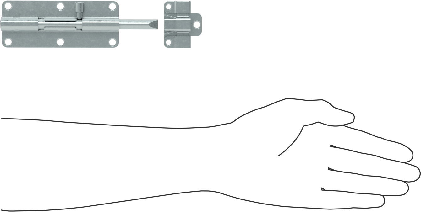 Kendinden Hizalamalı Kayar Cıvata Mandalı, Gümüş Çinko Kaplamalı Çelik, 1-3/4“ Yükseklik x 4-5/8” Genişlik