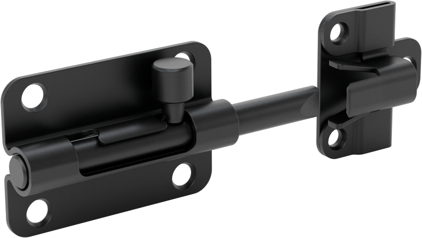 Kendinden Hizalamalı Kayar Cıvata Mandalı, Siyah Çinko Kaplamalı Çelik, 1-1/2“ Yükseklik x 2-3/16” Genişlik