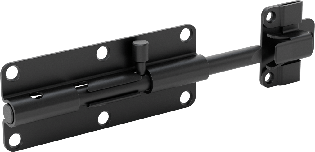 Kendinden Hizalamalı Kayar Cıvata Mandalı, Siyah Çinko Kaplamalı Çelik, 1-3/4“ Yükseklik x 4-5/8” Genişlik