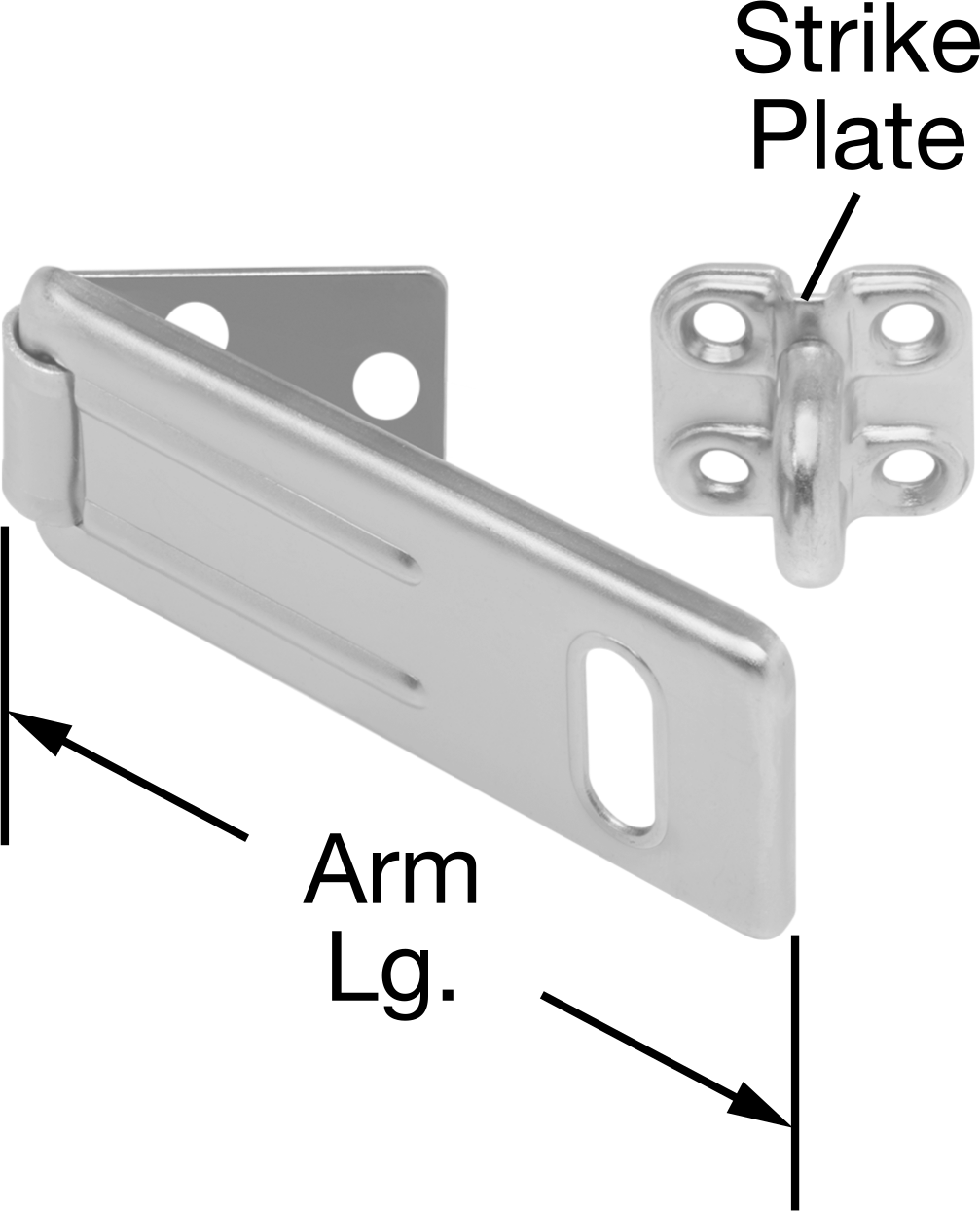 Asma Kilitli Mandal, 3-1/2“ x 1-1/2” x 1/4" Kol ile, Çinko Kaplı Çelik
