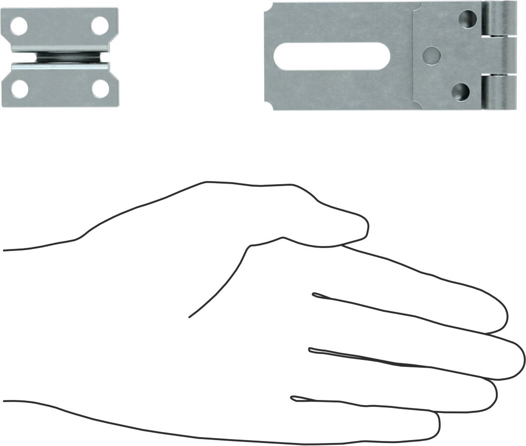 Asma Kilitli Mandal, 3-1/4“ x 1-1/2” x 1/8" Kol ile, Çinko Kaplı Çelik